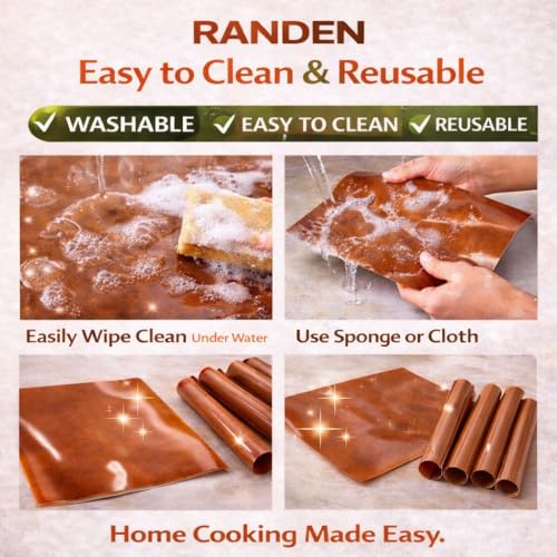 Image of RANDEN Reusable Teflon Baking & Cooking Mat - Heat Resistant, Non-Stick, Waterproof Sheet for Akki Roti, Obbattu, Chappathi, Puran Poli, BBQ & More Baking Essentials (1)