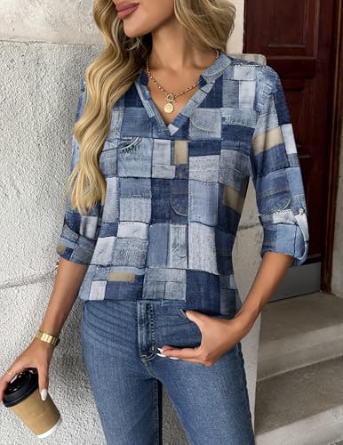 Zeagoo Dressy Tops for Women Casual Long Sleeve Fall V Neck T Shirts Business Work Blouses4