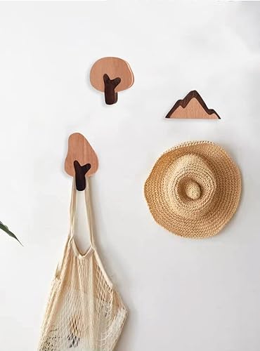 Miniatura 4 de WONQEXZ Gancho de pared, gancho de pared de madera para guardería de bebé, lindos ganchos de árbol pequeño, ganchos de madera, gancho montado en la