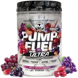PMD Sports Pump Fuel Ultra Insanity, Ultimate Pre Workout & Muscle Pump, Maximum Strength Energy, Focus, Endurance & Recovery, Creatine & Beta Alanine, Wild Grape Gusher, 30 Servings