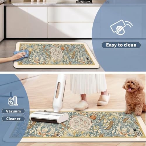 Image of Kitchen Anti Slip Mat for Floor, Waterproof Washable Kitchen Mats, Non Slip Kitchen Floor Mats for Home, Soft Mats for Kitchen, Kitchen Mats for Floor Anti Slip (Botanic- Multi)