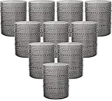 YOUBET 24PCS Plastic Drinking Glasses - 14OZ Black Hobnail Drinkware Glasses - Vintage Glassware Textured Beaded Cups for Water, Beer, Whiskey, Juice and Various Mixed Drinks for Party