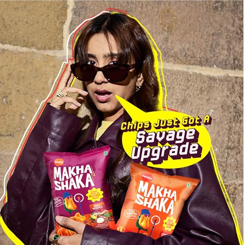 Image of Makha Shaka Stix Farmley Pillow Pouch I Healthy Snacks | Namkeen Snacks I Puffed Snacks | Roasted in Olive Oi (70g, Imli Waves)