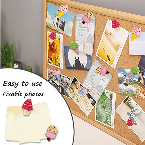 Rurili Resin Ice Cream Shape Thumbtack Lovely Push Pins For Bulletin Board, Map, Cork Board, Calendar, Photo, Wall Home, Office, School Supplies 25 Pcs #TOP3