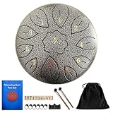 Steel Tongue Drum 6 Inch 11 Notes, G tone Hand Pan Drum with Carry Bag, Music Book, Mallets, Finger Picks, Stickers for Kids Adults,Music Gifts for Family Friends