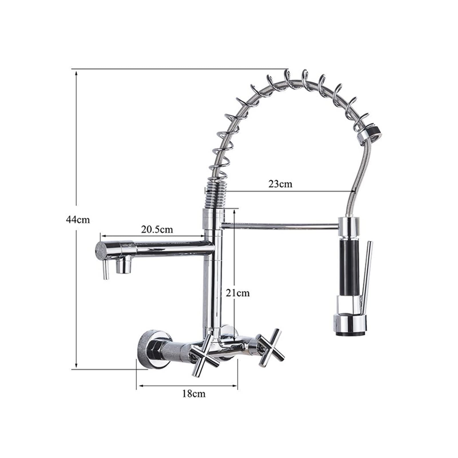 Grifo de cocina, Grifo de cocina Grifo de agua fría y caliente Grifo montado en la pared Contenedor Grifo de lavabo Grifo de caño giratorio doble Fregadero/Níquel cepillado a Comfortable anniversary
