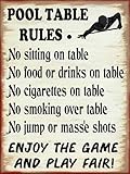 Cuarevw Pool Table Rules Billards Canvas Liquor Bar Pool Man Cave Metal Sign Home Decor Vintage Signs For Home Decor Art Accessories Decorations Outdoor 8x12 Inch