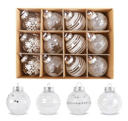 Sweelov 12 Stück Weihnachtskugeln, Christbaumkugeln Kunststoff...