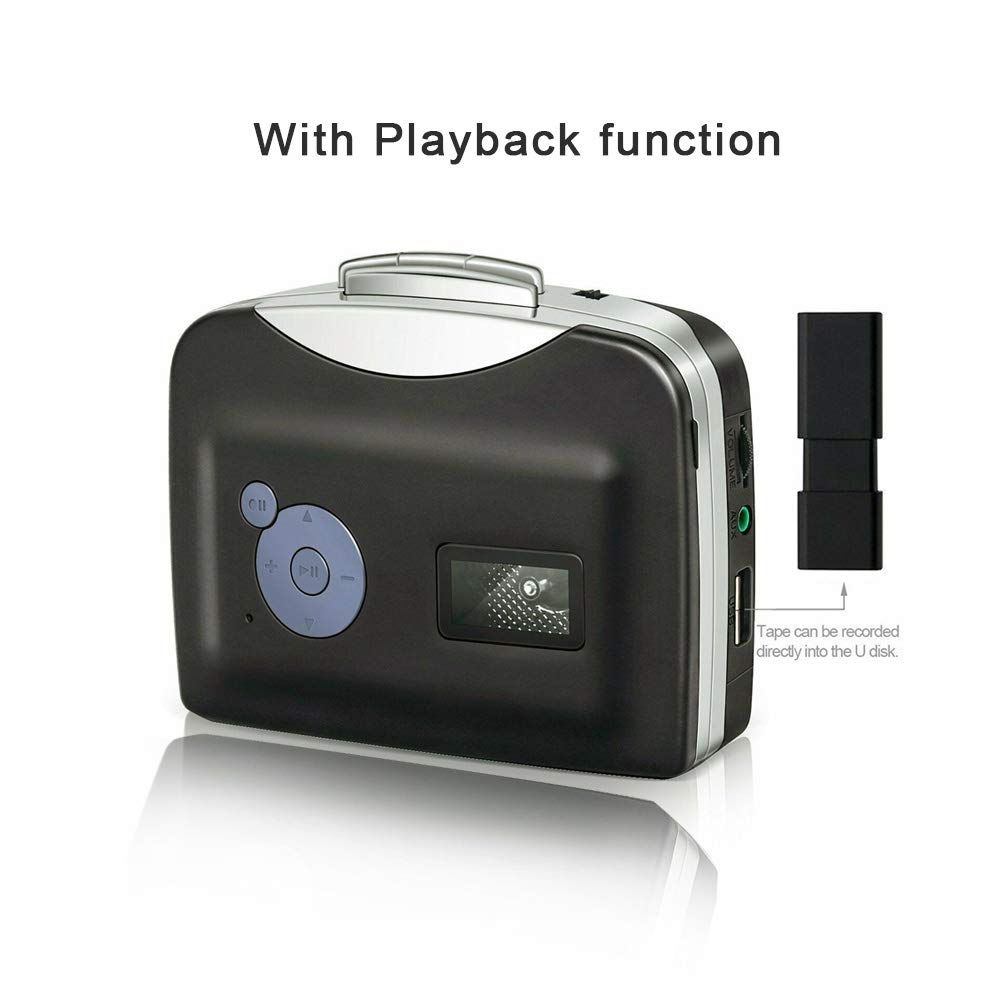 VBESTLIFE Cassette a MP3, EZCAP230 Convertidor de Cassette a MP3 Estéreo USB Cassette Cinta Digital MP3 con Auriculares