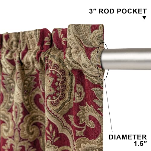 Loom And Mill Luxury Damask Curtains For Bedroom, Lined Chenille Jacquard Blackout Curtains 2 Panels With Tiebacks thumb #4