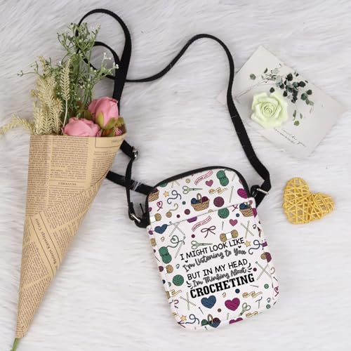 In My Head I Am Thinking About Crocheting Gift Crochet Gift Yarn Crocheter Gift Knitting Crossbody Bag3