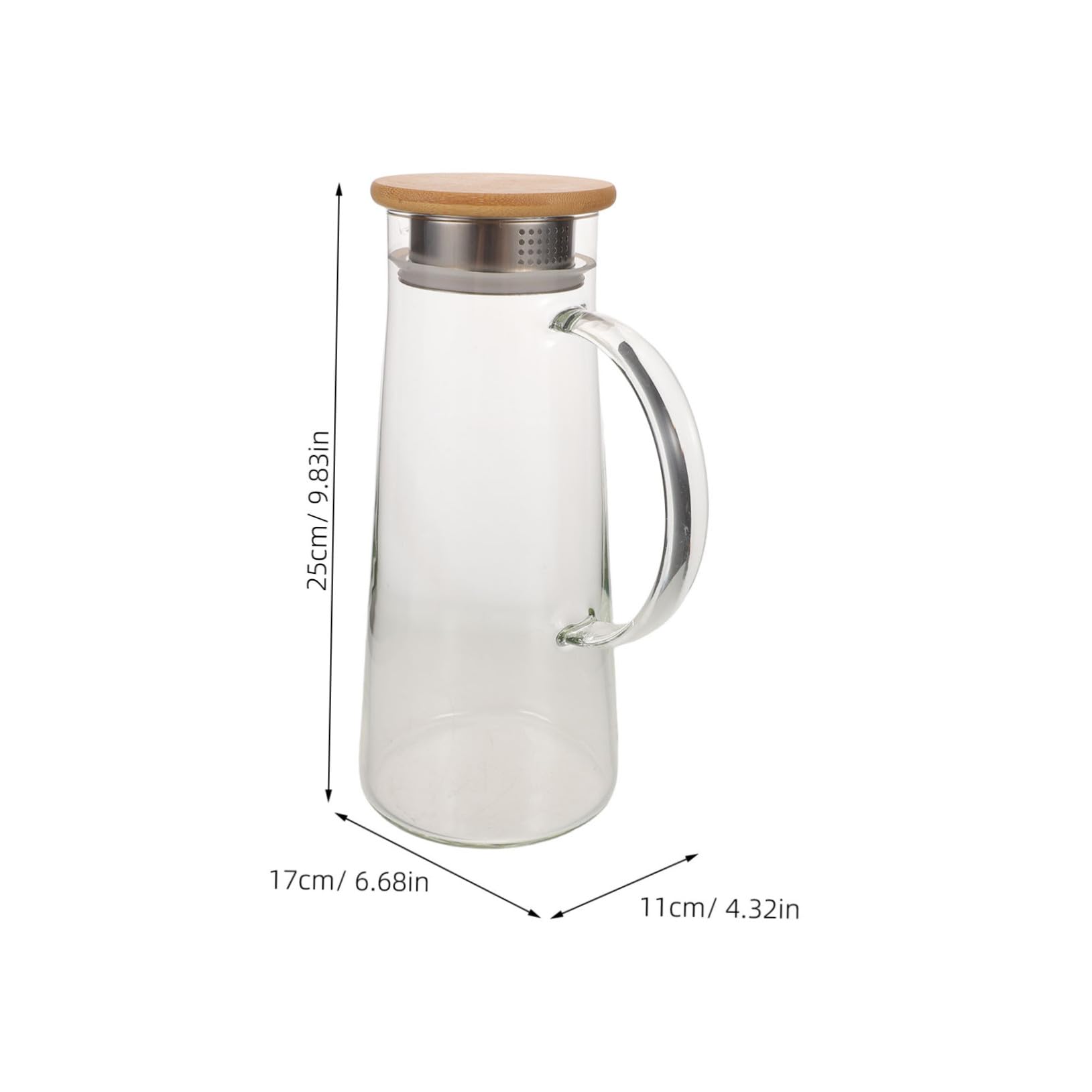 Glaskaraffe mit Deckel und Ausgießer aus Glas, Bambus und Edelstahl | Gallon Volumen, Hitzebeständig und Leicht zu Gießen, für Wasser, Saft, Tee und Kaffee
