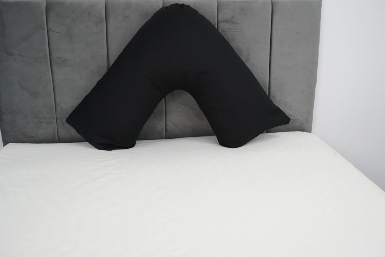 ARLINENS V Shaped Pregnancy Orthopedic *PILLOW* Plus Free Following Colours Polycotton PILLOWCASE: (BLACK)