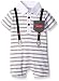 Calvin Klein Baby Boys' Romper, Gray Stripe, 24 Months