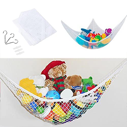 Yuhoo Toy Hammock, Stuffed Animal Storage Hammock, Stuffed Animal Net With Hanging Hooks, Plush Toy Hanging Organizer, Fordable Corner Sling Organizer For Playroom Bedroom Bathroom(White) #TOP15