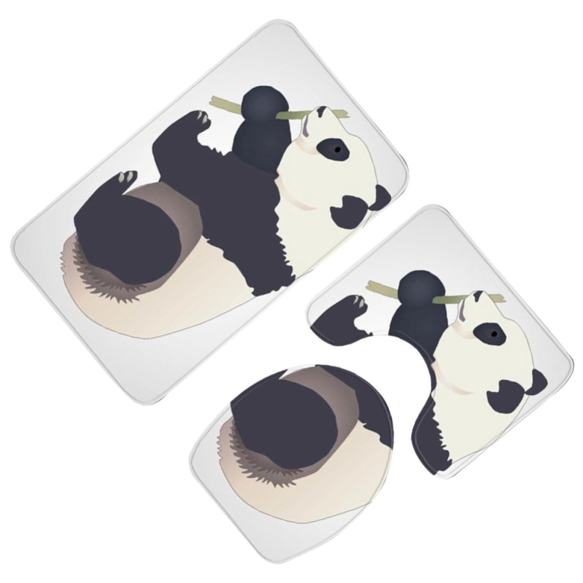 Alfombrillas de baño de panda para suelos mojados con tapete de inodoro de fácil lavado