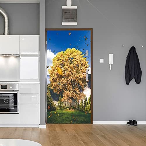 DFKJ Pegatina en la Puerta Papel Pintado Autoadhesivo Paisaje Abstracto Imagen de impresión Arte de la Pared Mural Armario Renovación Decoración para el hogar A5 86x200cm