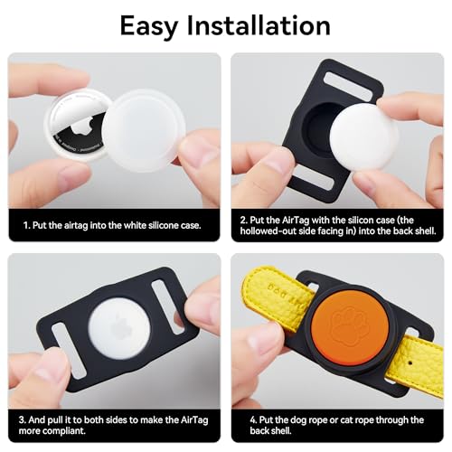 Image of GOCII for Airtag Dog Collar Holder 2 Pack,Waterproof Dog Collar Holder for Apple AirTag(Gen 1 & 2),Silicone Air Tags Case for Dog Collars(Black & Orange)
