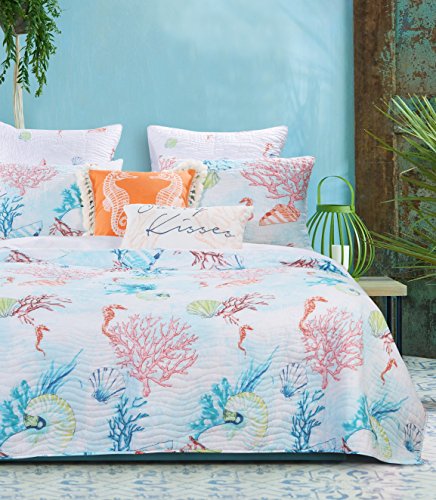 Greenland Home Fashions Ultra-Soft, Reversible, Brushed Microfiber Quilt Set, 3-Piece King/Cal King, Sarasota Coastal - Image 4