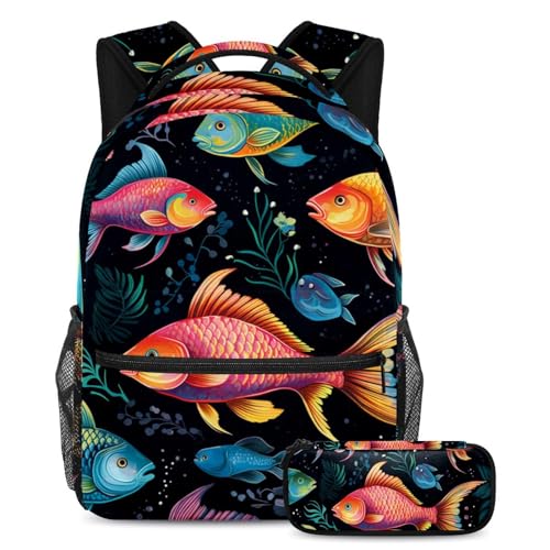 Sac à dos poisson coloré grand volume pour éviter le mal de dos des enfants