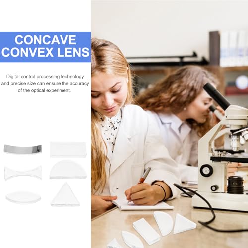 Image of iplusmile 6Pcs Optical Lens Kit for Physics Teaching - Includes Convex and Concave Lenses, Prisms, and Optical Accessories for Education and Experiments