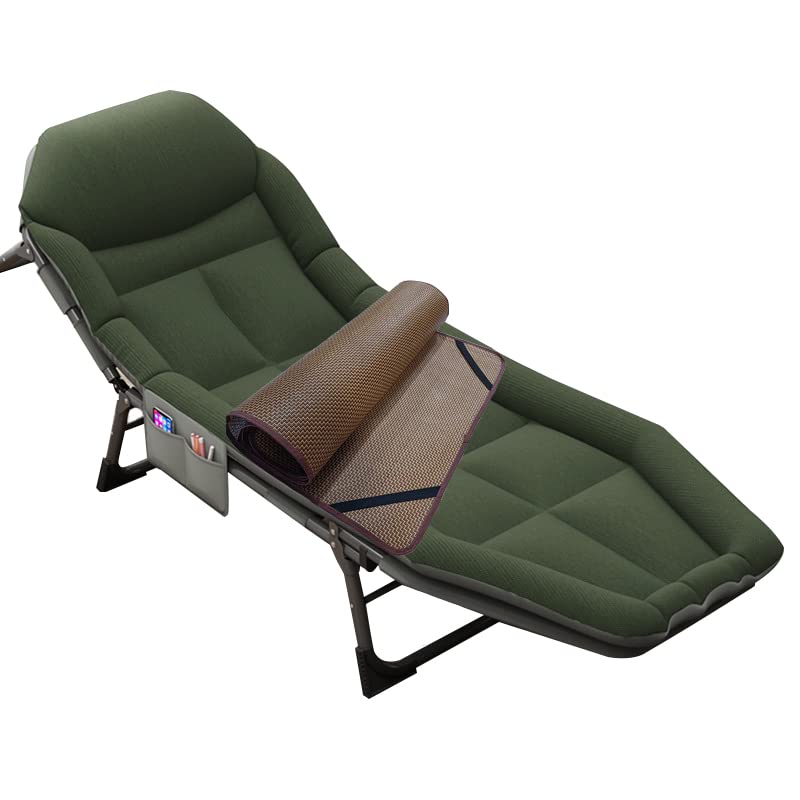 Folding Portable Camping Cot For Adults Camping Cot Fold Up Bed Utility Adjustable Sleeping Bed With Strong Steel Frame And 600D Oxford Fabric Outdoor Recliner For Travel Office （With Summer Mat）