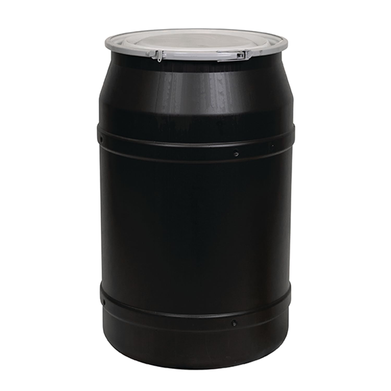 Eagle Plastic Drum, 55 Gallon Capacity, DOT Compliant, Made in USA, Black | High-Density-Polyethylene Construction, Open Head Lab Pack Drum, Metal Lever-Lock Lid, Hazardous Material Storage, Transport