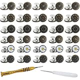 30 Sets Snaool Jean Buttons with Awl and Screwdriver, No-Sew Jeans Button,Replacement Jean...