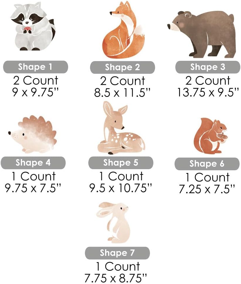 Big Dot of Happiness Woodland Animals Outdoor Decorations, Baby Shower or Birthday Party Lawn Ornaments, Assorted Forest Animal Yard Signs with Stakes - 10 Piece Set