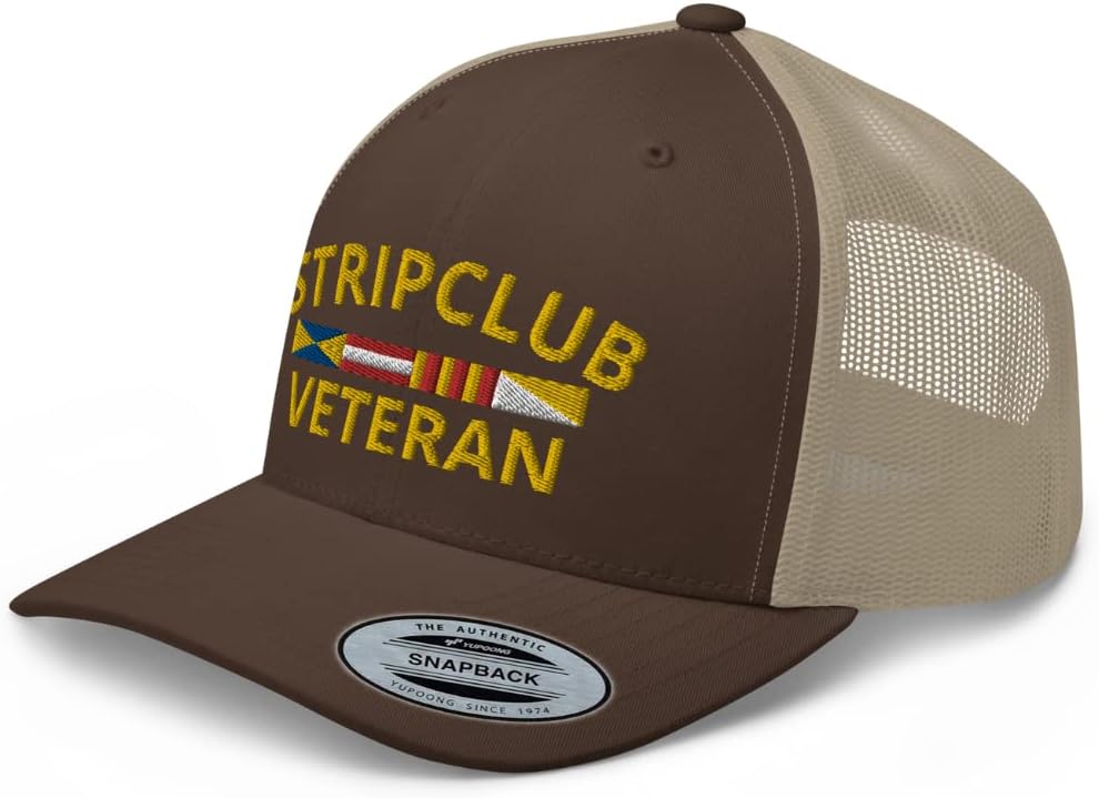 Strip Club Veteran Premium Trucker Hat Mid Crown Curved Bill Adjustable Cap - Funny Dare Gag Gift Joke