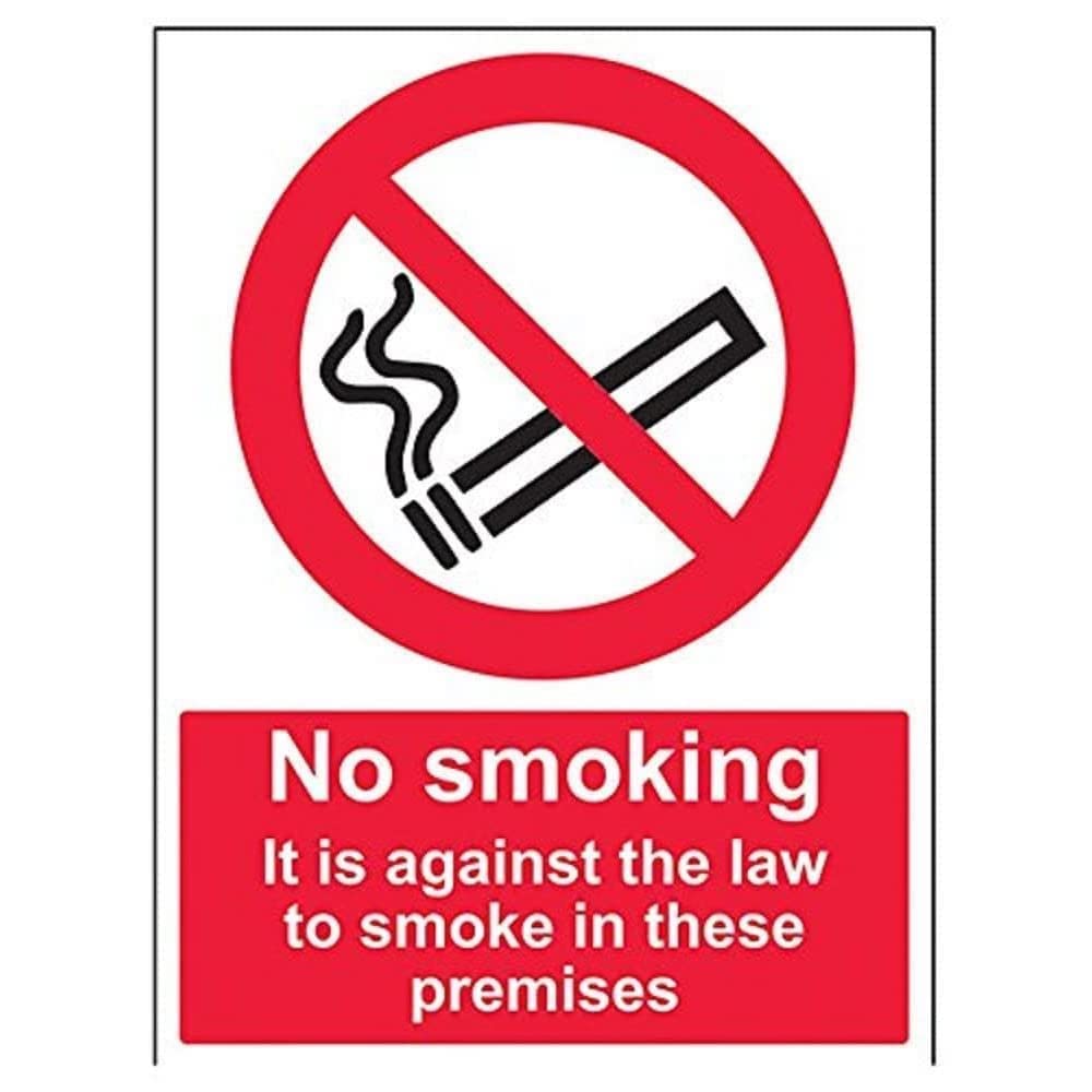 Vsafety No Smoking No Smoking, Against The Law To Smoke... Prohibition Sign - 300mm x 400mm - 1mm Rigid Plastic