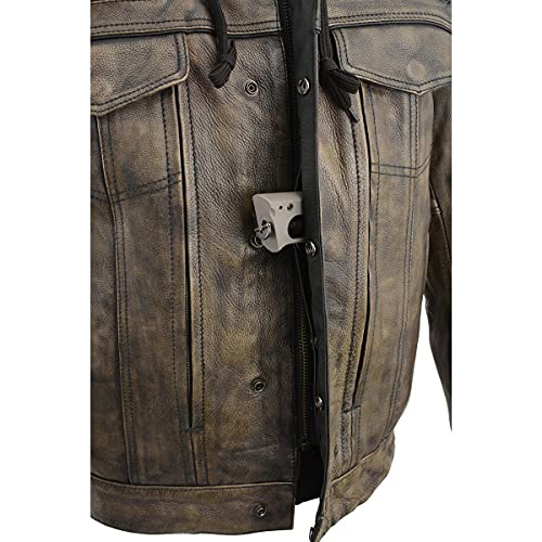 Image of Milwaukee Leather Men's Premium Leather Motorcycle Riders Vented Jacket with Removable Hoody Liner