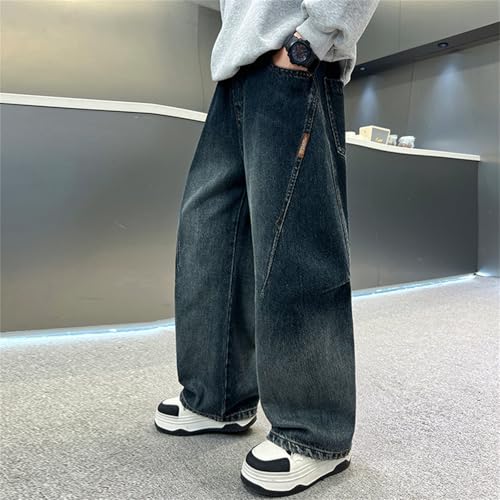 Kids Boys Retro Cargo Jeans Baggy Wide Leg Streetwear Denim Pants Outdoor Casual Straight Flare Jeans Trousers Bottom2