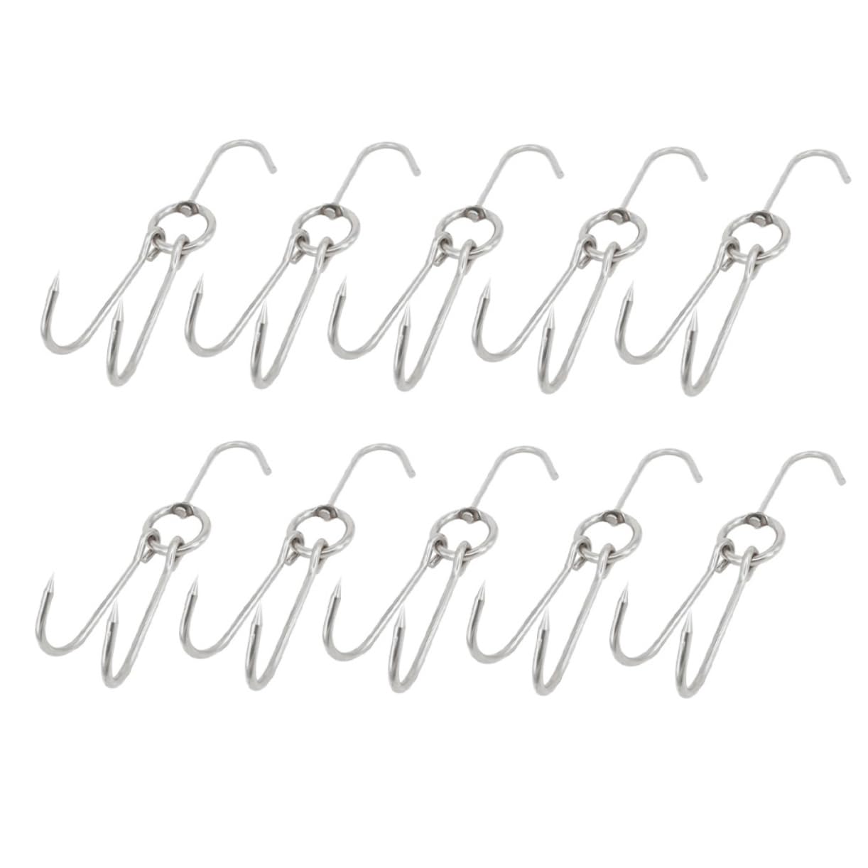 VICASKY 10 Pcs Wear Resistant Meat Hanging Hooks Grill Hooks for Even Heat Distribution and Easy Drying for BBQ and Poultry Preparation Silver