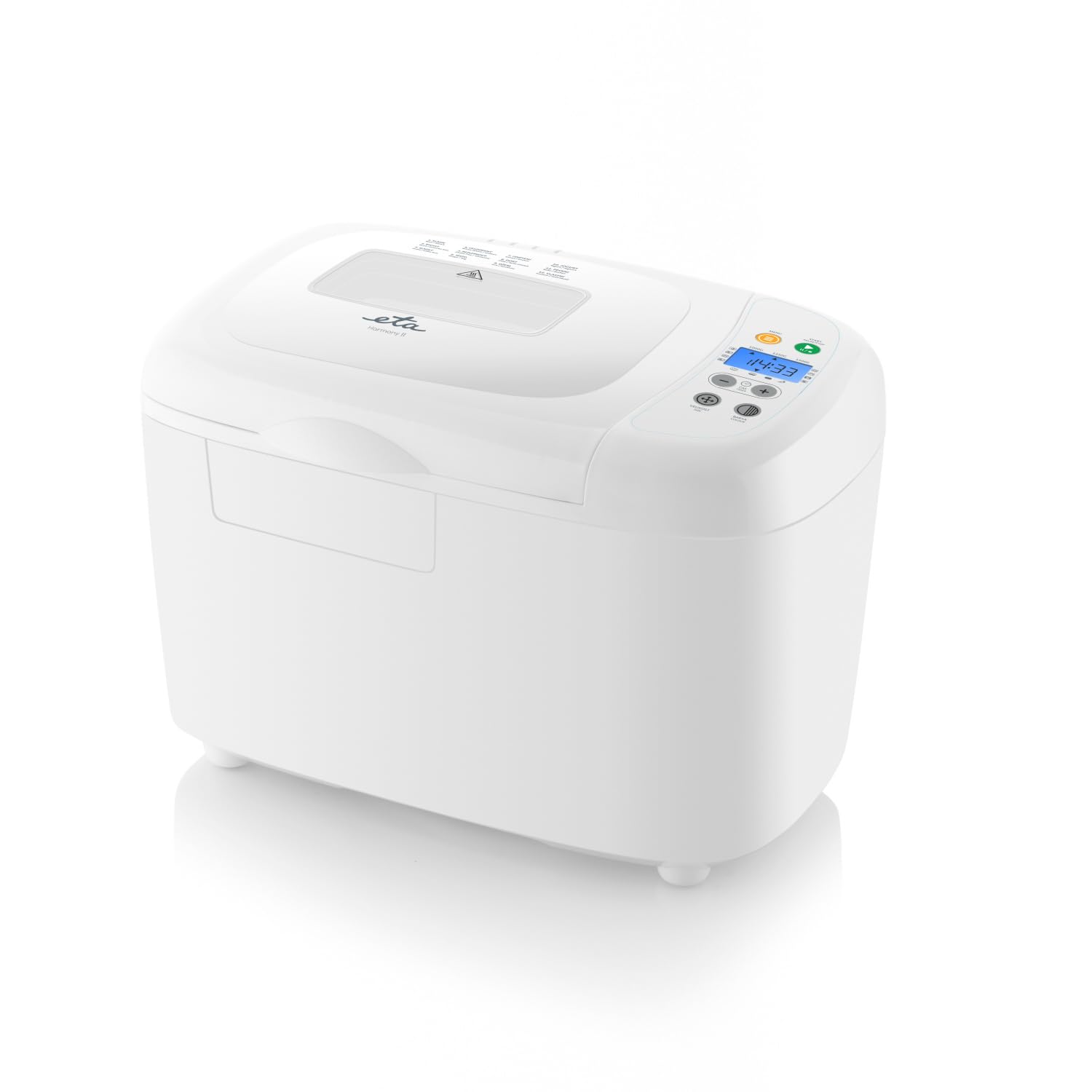 ETA Brorbackautomat Harmony II I Multifunktional I 850 W I12 Programmen I Kapazität 1,5 kg I Warmhalten I Verzögerter Start I 3 Krustenarten I glutenfreies Backen I Joghurt und Marmelade