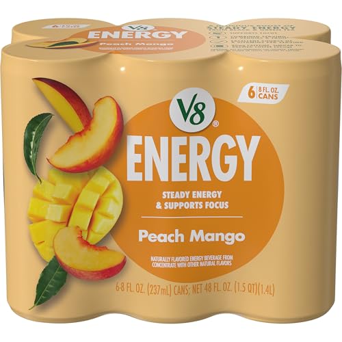 Image of V8 Energy Peach Mango Energy Drink, 8 fl oz Can (6 Pack)