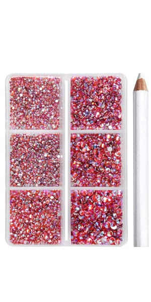 Image of Beadsland 7200pcs Flatback Rhinestones,Orange AB Rhinestone Nail Gems Round Crystal Rhinestones for Crafts,Mixed 6 Sizes with Wax Pencil Kit, SS3-SS10,Hyacinth AB | Glass Nail Gems, Round Crystal, With Wax Pencil Kit, SS3-SS10, Orange AB
