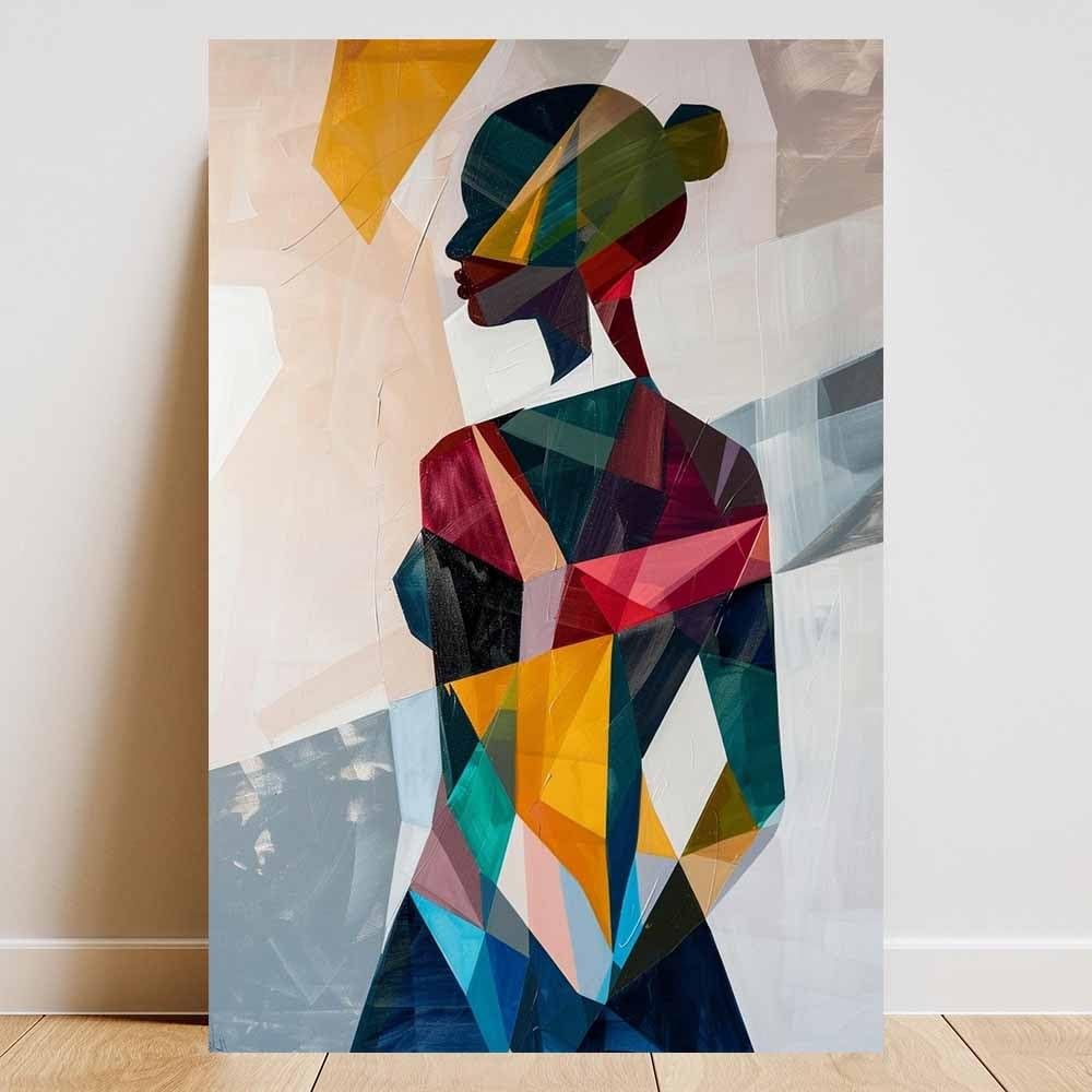 CWZBFEH Modern Abstract Woman Face Wall Art Poster - Vibrant Geometric Female Figure Canvas Print for Living Room(55x75cm/No frame)