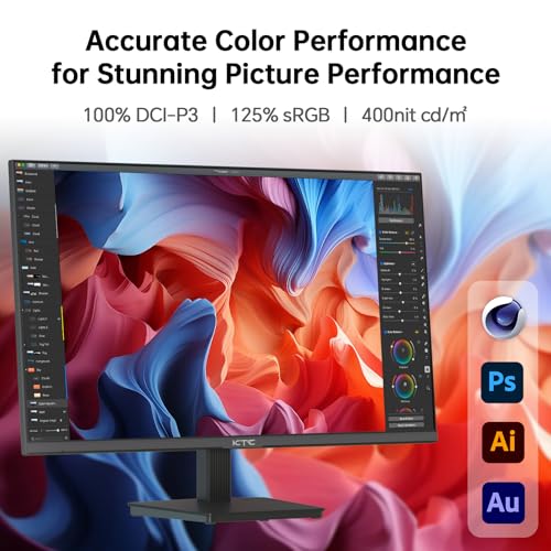 Image of KTC 27 Inch 4K UHD Computer Monitor, IPS 3840x2160 Monitor with HDR400, DCI-P3 95%, 1.07 Billion Colors, HDMI DisplayPort, 60Hz PC Monitor, H27P27
