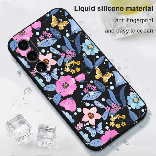 Coque silicone Samsung S24 FE fleur noire protège des rayures