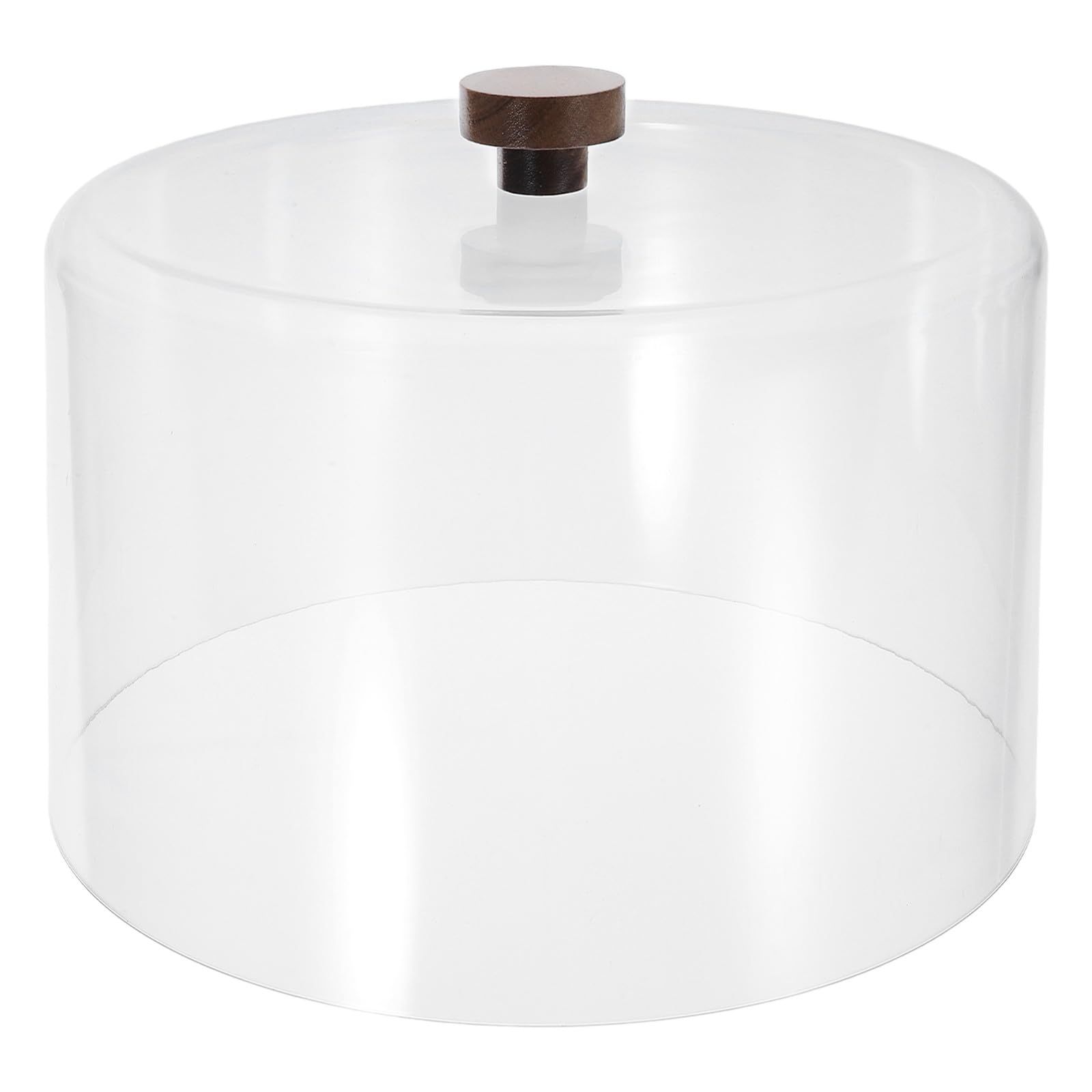 OUNONA Cake Stand Cover, Clear Cake Dome Cloche, 11 Inch Round Food Protective Cover with Wood Handle for Dessert Snacks Cheese Fruit Serving Platter
