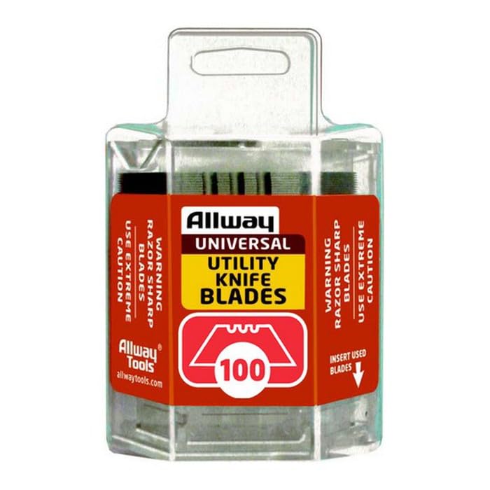 5-Pack of .025” Allway DSP100 Allway Tools 3-Notch Utility Knife Blades, 100-Pack