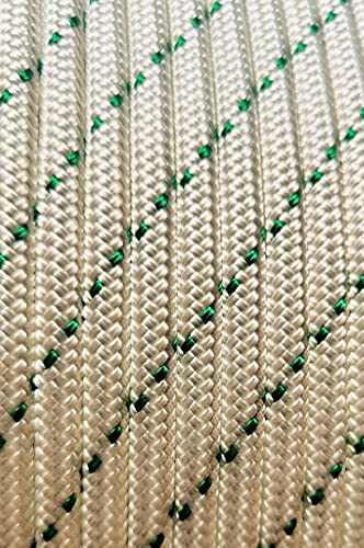MarineNow Double Braid Polyester Low Stretch Sailing Rope Choose Size/Length/Color (6 mm (1/4"), 100 ft, Green Fleck)