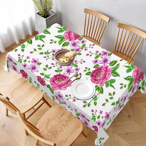 Nappe rectangulaire couverture de table réutilisable décoration de cuisine fleurs de roses