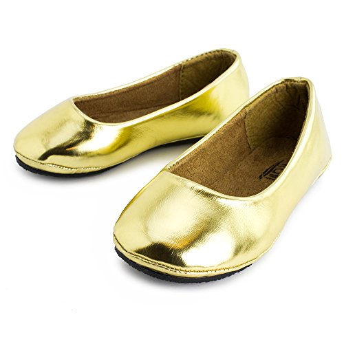 Kali Footwear Girl's Pala Jr. Round Toe Ballet Flat (Gold, 3)2
