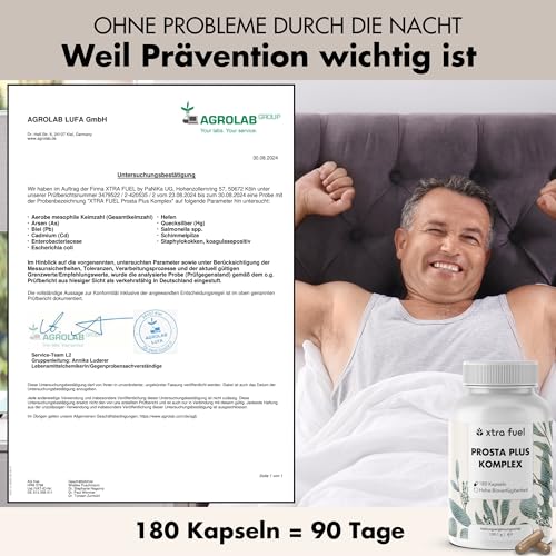Prosta Plus Komplex - 180 Prostata Kapseln hochdosiert - einzigartige Formel aus Kürbiskern-, Sägepalmen-, Brennnesselwurzelextrakt mit Zink, Vitamin E & Selen - geprüfte Prostata Komplex Kapseln