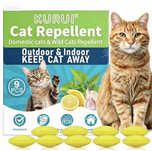 Cat Repellent for Gardens UK Cat Deterrent Natural Peppermint Oil Cat Repellent Cat Scarer for Stray Cats Digging - Keeps Yard Lawn Garden Furniture Insect Repellent (9Pcs)