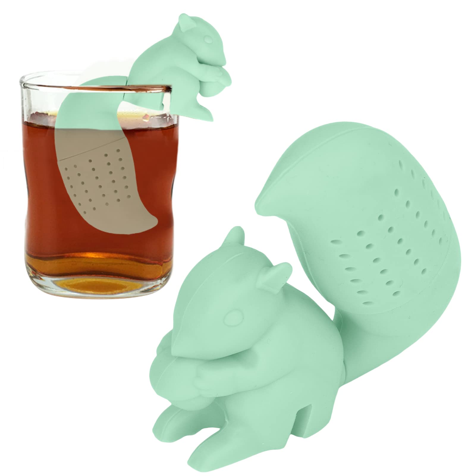 Konrisa Set 6 Infusori Per Tè In Silicone – Forme: Unicorno, Gufo, Elefante, Squalo, Scoiattolo, Limone – Alimentare, Regalo Per Amanti Del Tè - 3