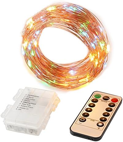 FoYoung LED String Lights 33ft Fairy Lights Battery Operated Waterproof 8 Modes LED Twinkle Lights with Remote Timer for Indoor Outdoor Multicolored