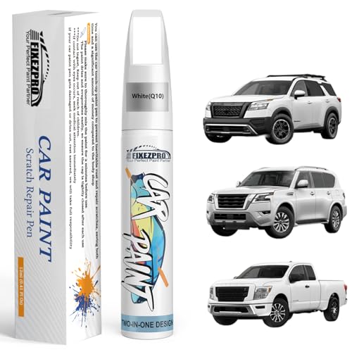 Image of Q10 White Touch Up Paint for Nissan, Exact Color Match Car Paint Scratch Repair Remover Pen Kit Quick & Easy Fix Vehicle Chips and Automotive Nicks Scuff